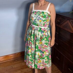Vintage Floral Print Summer Dress